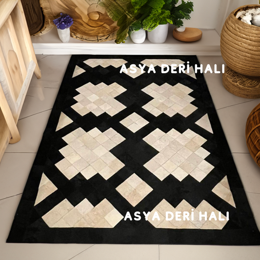 Dana Derisi Patchwork Geometrik Halı