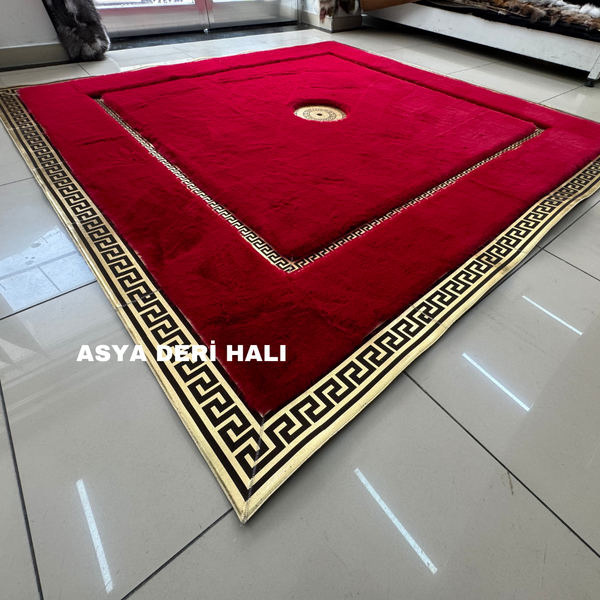 Kırmızı Gold Peluş Halı