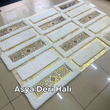 Peluş Lüks Beyaz Gold Lazerli Halı