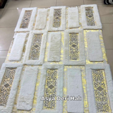 Peluş Lüks Beyaz Gold Lazerli Halı
