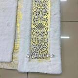 Peluş Lüks Beyaz Gold Lazerli Halı